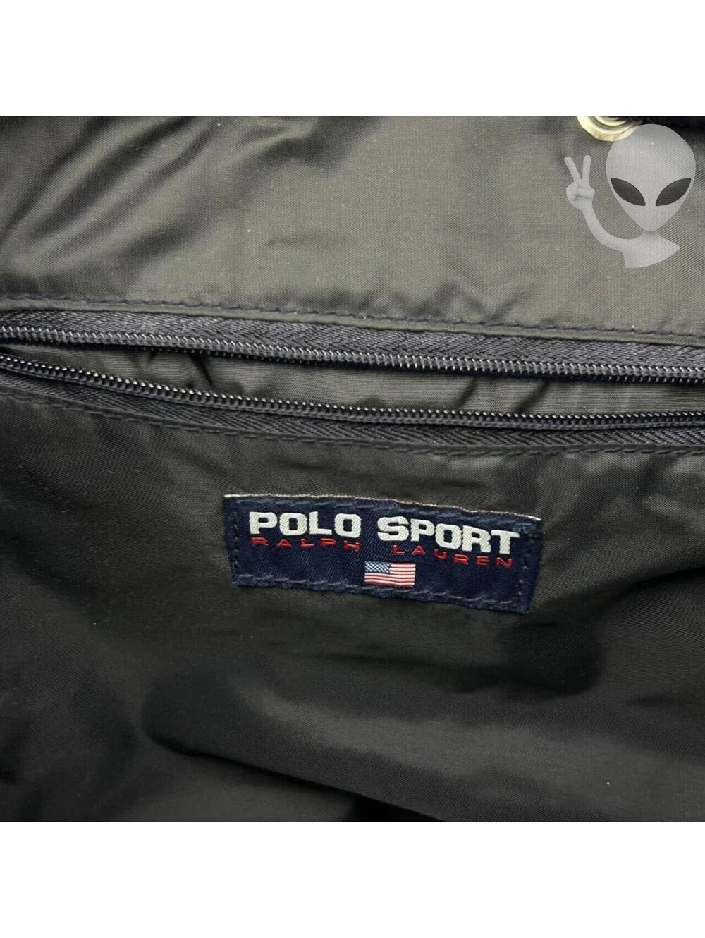 Vintage Polo Sport Ralph Lauren Black Nylon Drawstring Backpack Bag 90s